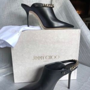 Jimmy Choo- LEXX100 XVC DARKGREEN WITH NICKEL CHAIN, LEATHER- size 36